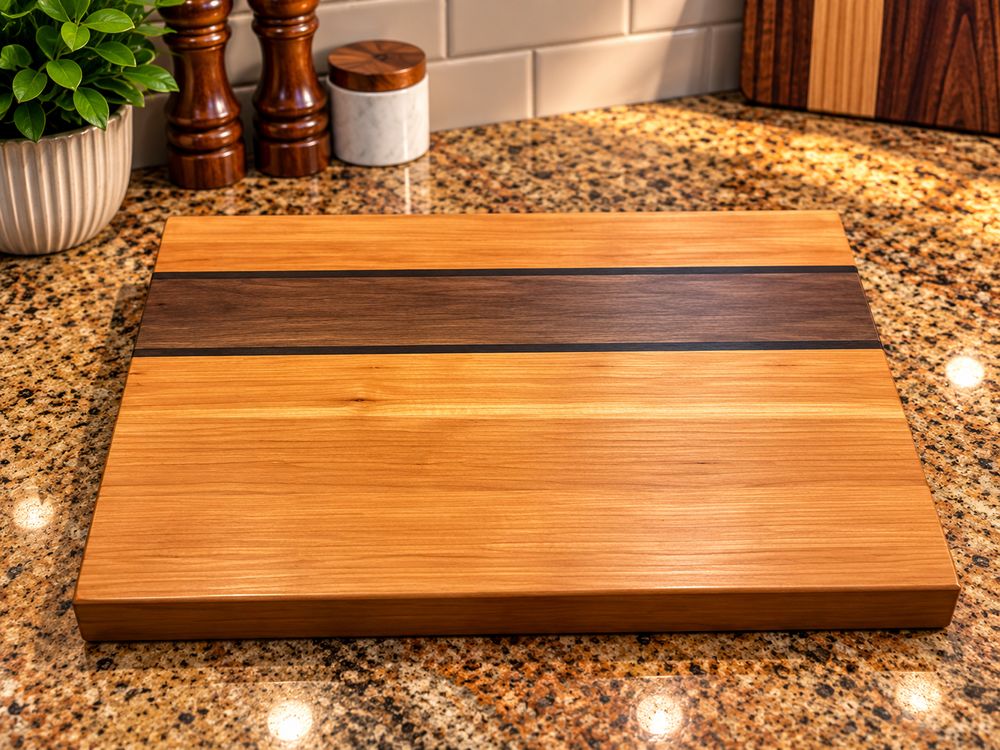 Cherry board with a walnut stripe