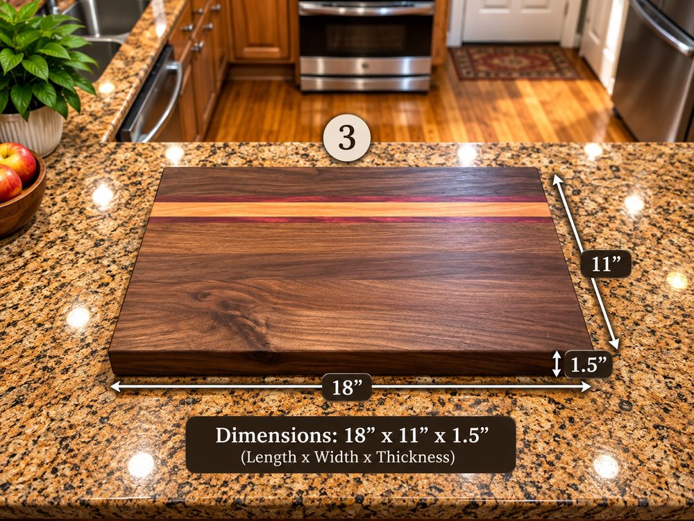 Large walnut cutting board, 18 by 11 inches